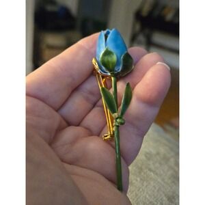 Original by Robert Blue Enamel Rose Brooch Vintage